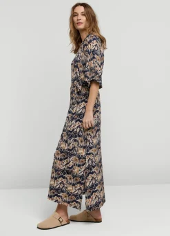 Outlet Summum Ikat Print Dress With Polo Collar Blue