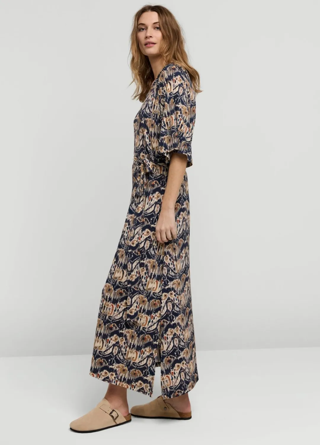 Outlet Summum Ikat Print Dress With Polo Collar Blue