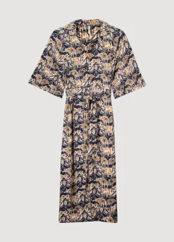 Outlet Summum Ikat Print Dress With Polo Collar Blue