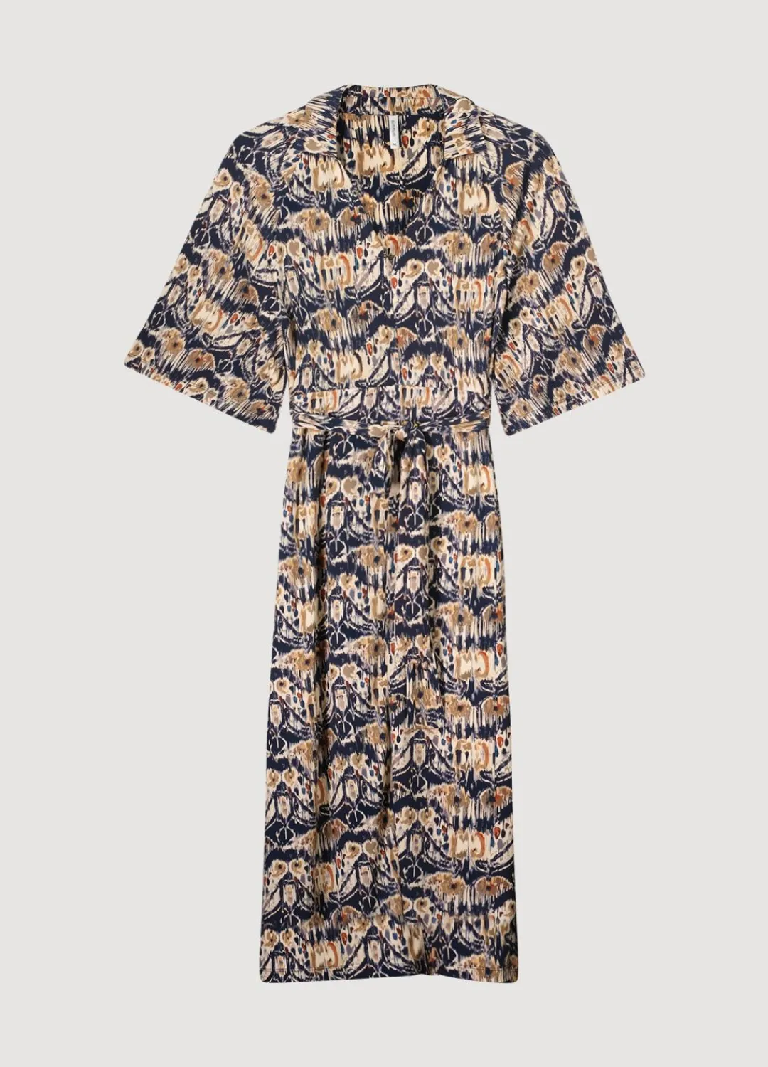 Outlet Summum Ikat Print Dress With Polo Collar Blue