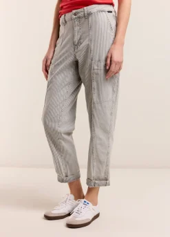 New Summum Indigo Striped Denim Trousers Blue