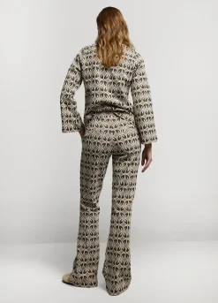 Sale Summum Jacquard Flared Pants Brown