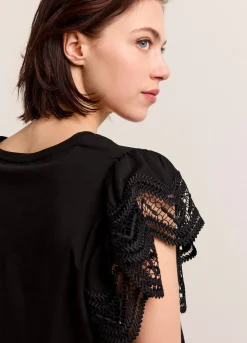 Online Summum Jersey Top With Lace Black