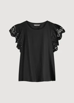 Online Summum Jersey Top With Lace Black