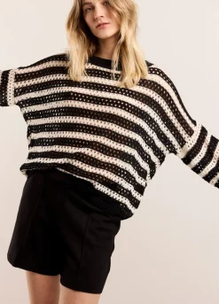 Clearance Summum Knitted Striped Jumper Black