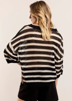 Clearance Summum Knitted Striped Jumper Black