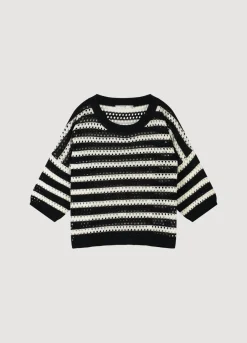 Clearance Summum Knitted Striped Jumper Black