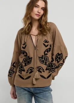 Fashion Summum Linen Blend Blouse Grey
