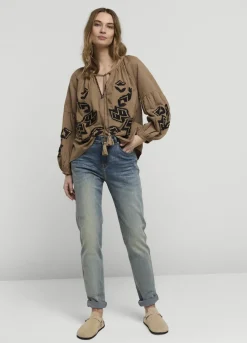 Fashion Summum Linen Blend Blouse Grey