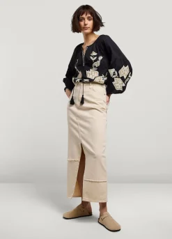 Clearance Summum Linen-Blend Blouse Black