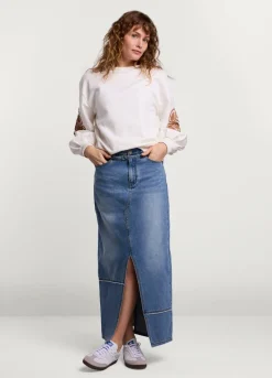 Fashion Summum Long Denim Skirt Blue