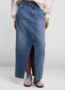 Fashion Summum Long Denim Skirt Blue