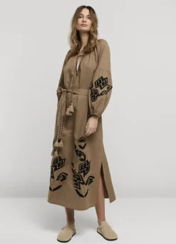 Outlet Summum Long Dress With Embroidery Grey