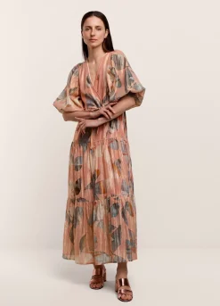Hot Summum Long, Shimmery Tiered Dress Multicolor