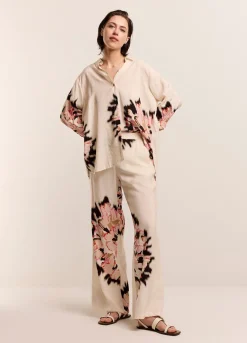 Online Summum Long Trousers With Print Creme