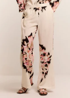 Online Summum Long Trousers With Print Creme