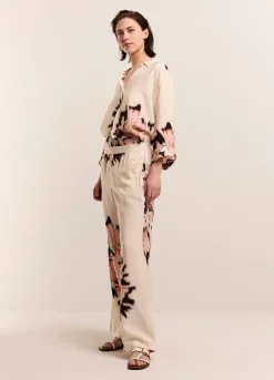 Online Summum Long Trousers With Print Creme