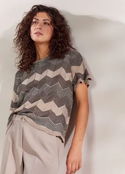 Hot Summum Metallic Zigzag Top Grey