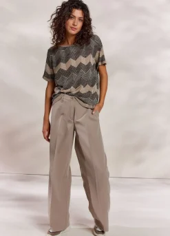 Hot Summum Metallic Zigzag Top Grey