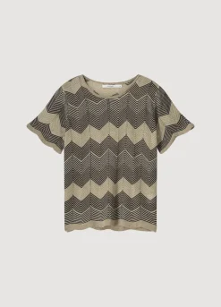 Hot Summum Metallic Zigzag Top Grey