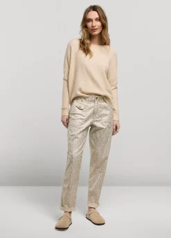 Best Summum Metallic-Print Trousers Creme