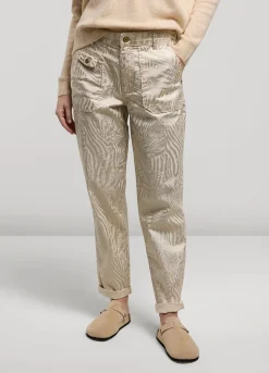 Best Summum Metallic-Print Trousers Creme