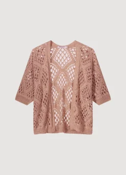 Sale Summum Open-Work Shimmery Cardigan Pink