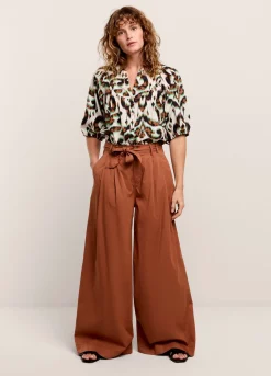 New Summum Palazzo Trousers With Belt Brown