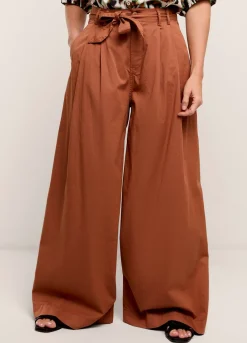New Summum Palazzo Trousers With Belt Brown