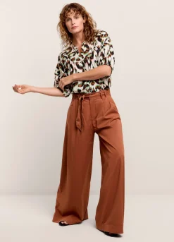 New Summum Palazzo Trousers With Belt Brown