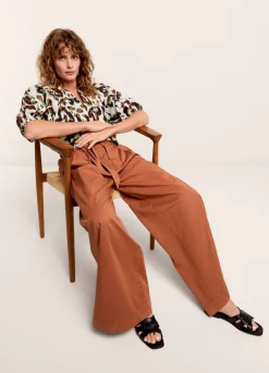 New Summum Palazzo Trousers With Belt Brown