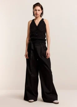 Best Summum Palazzo Trousers With Belt Black