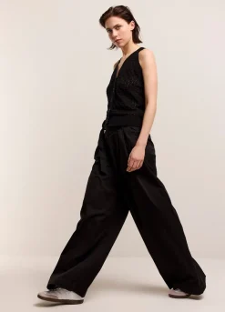 Best Summum Palazzo Trousers With Belt Black