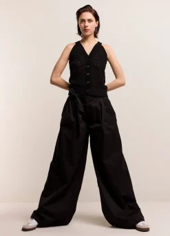 Best Summum Palazzo Trousers With Belt Black