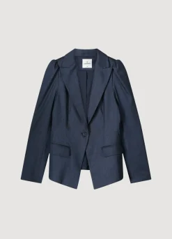 Fashion Summum Puffed Sleeve Blazer Blue