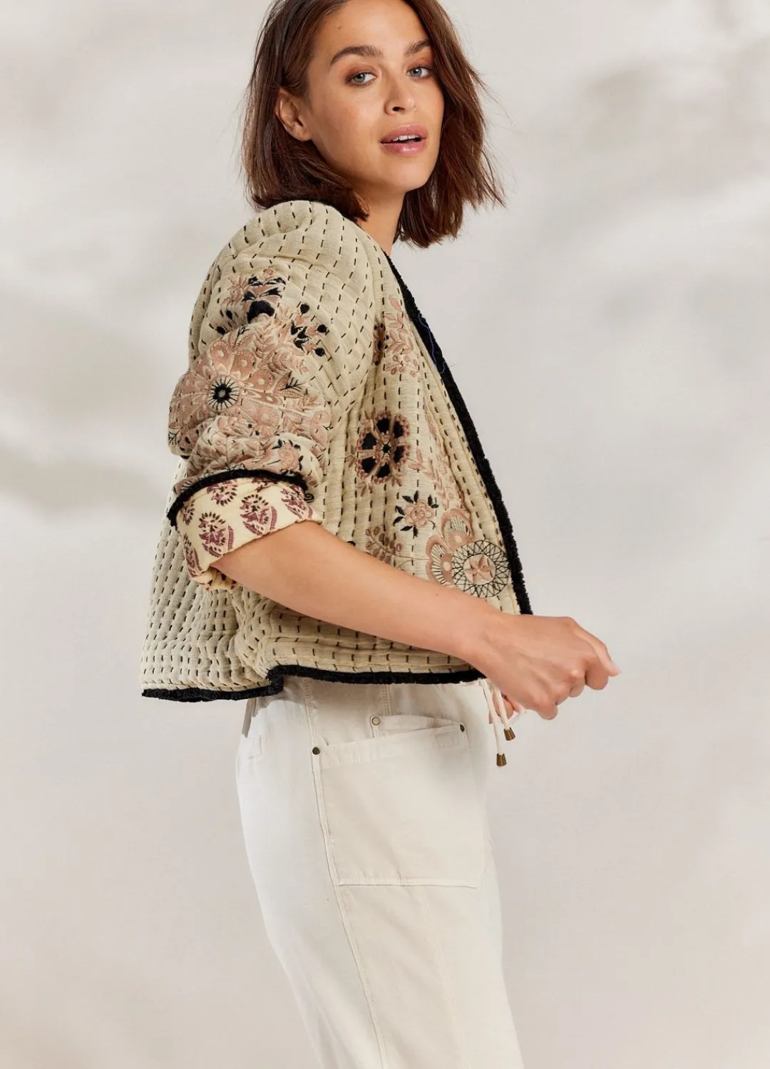 Outlet Summum Quilted Short Jacket Creme
