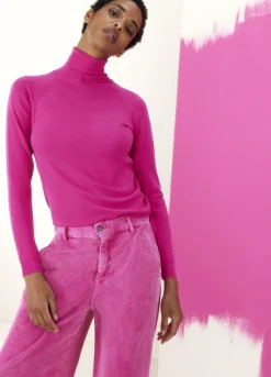 Hot Summum Relaxed Polo Neck Jumper Pink
