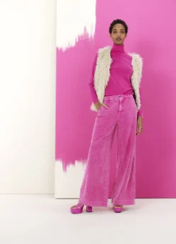 Hot Summum Relaxed Polo Neck Jumper Pink