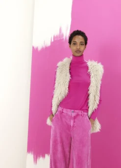 Hot Summum Relaxed Polo Neck Jumper Pink