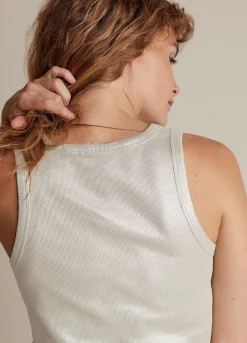 Fashion Summum Ribbed Tank Top Creme