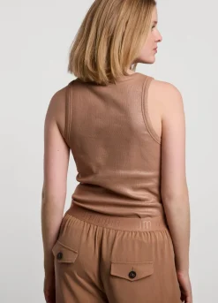 Clearance Summum Ribbed Tank Top Brown