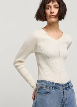 Clearance Summum Rib-Knitted Jumper Creme