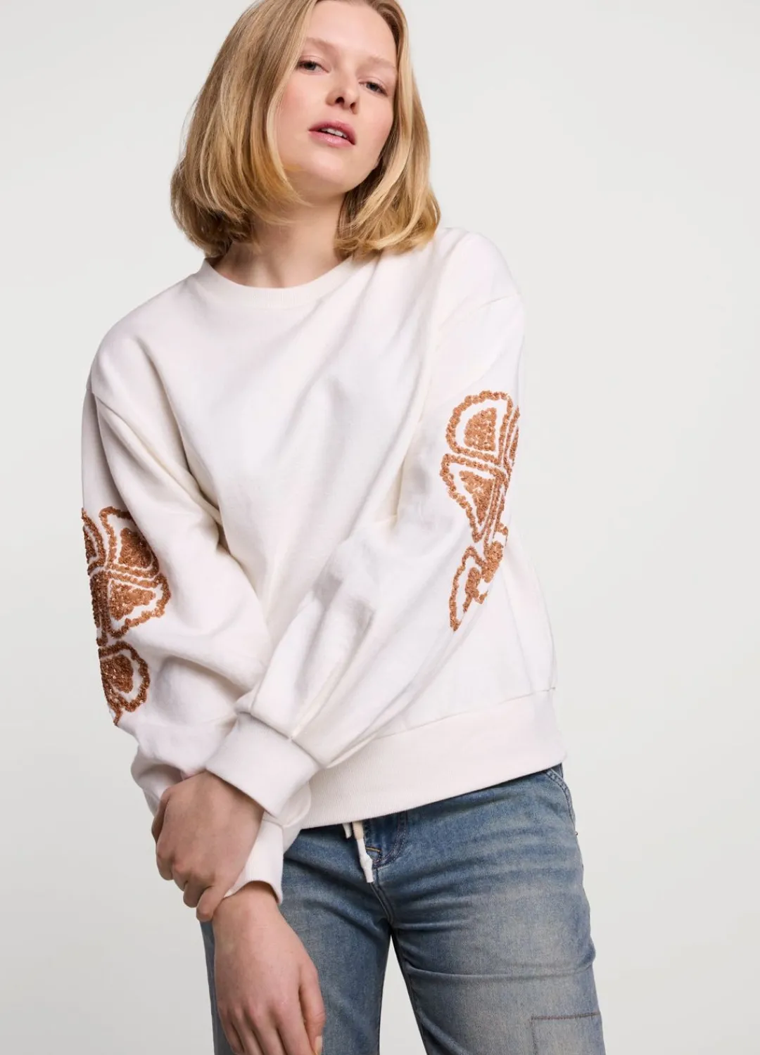 Online Summum Sequin Jumper Creme