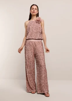 Discount Summum Sequin-Fabric Long Trousers Pink