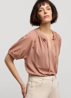 Fashion Summum Shimmery Lurex Top Pink