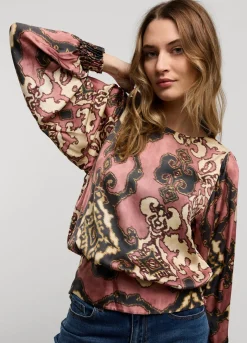 Sale Summum Shimmery, Smocked Top Pink