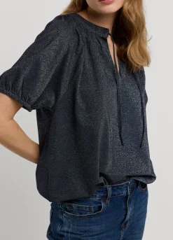 Clearance Summum Shiny Lurex Top Blue