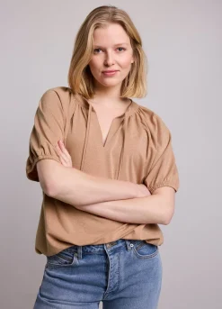 Best Summum Shiny Lurex Top Brown