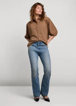 Outlet Summum Shiny Shirt Blouse Brown