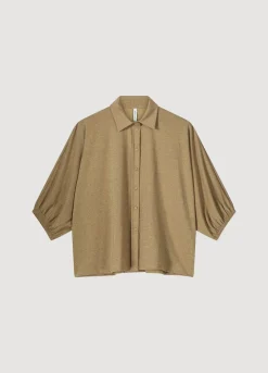 Outlet Summum Shiny Shirt Blouse Brown